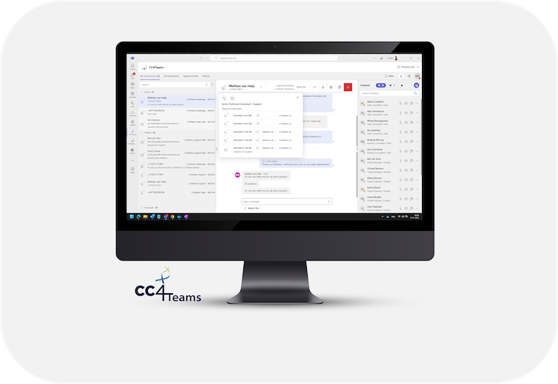 Voice, Email, WhatsApp, WebChat in CC4Teams